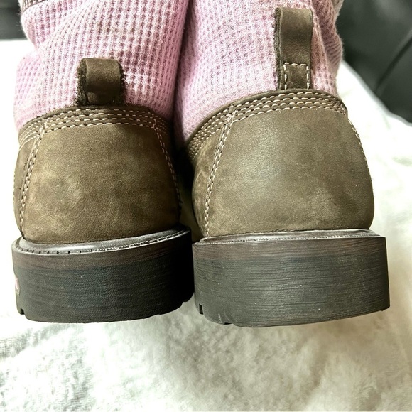 Timberland Roll Top ankle chunky Boots Pink & Brown Big Girl Size 6Y women 8 - Picture 5 of 9
